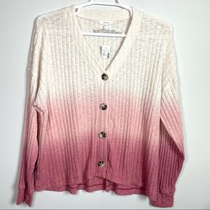 Maurices Cream Pink Ombre Cardigan